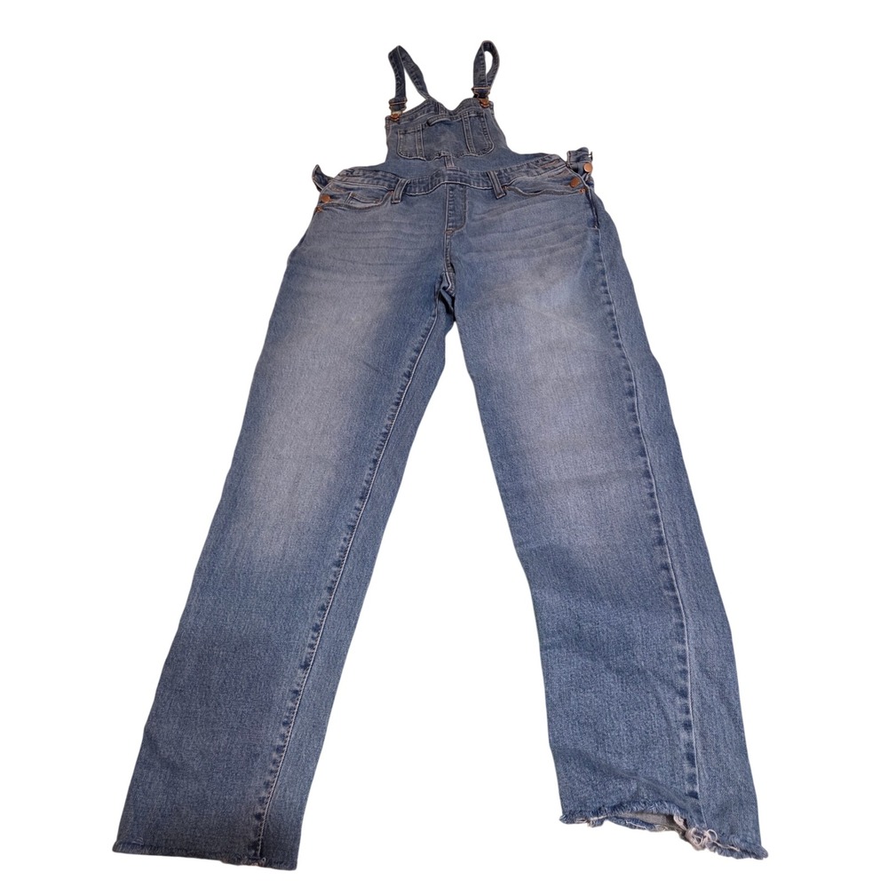 Universal Thread Womens Denim Overalls Medium Wash Straight Leg Raw Hem 2/26R